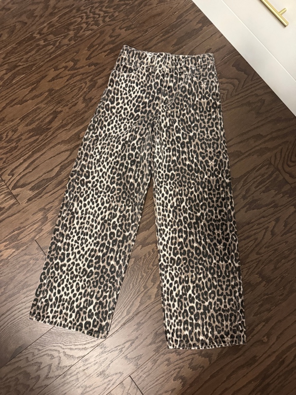 Zara Leopard Print Girls' Jeans in Tan and Black